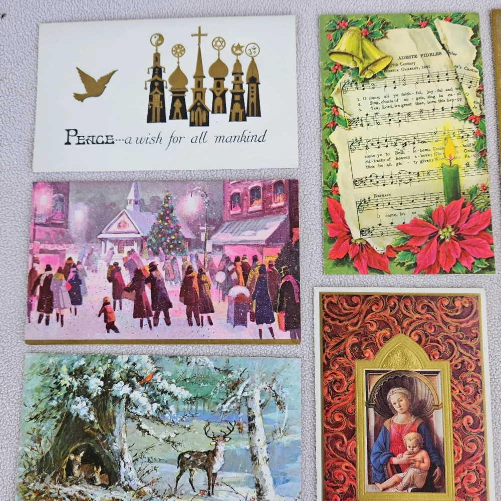 Famous Artists Studios VTG Christmas Card Set of 17 Holiday Religious Church